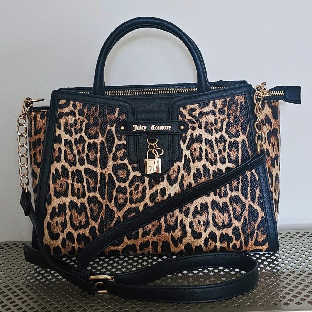 Juicy Couture Black and Brown Leopard Satchel